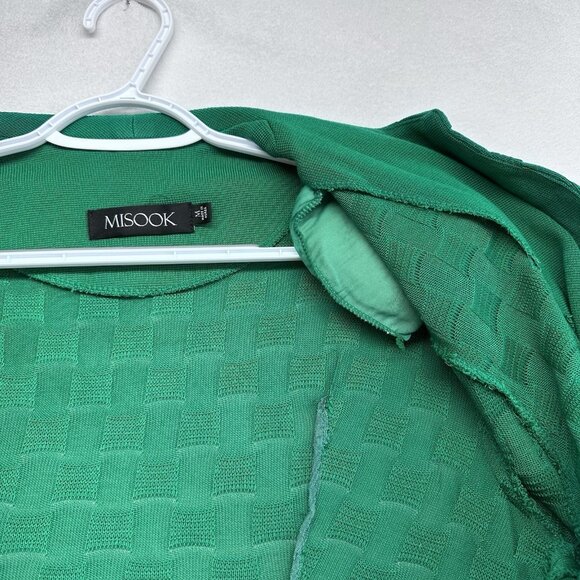 Misook Womens Knit Open Front Blazer Size M Kelly Green Career Business Classic - Picture 11 of 13